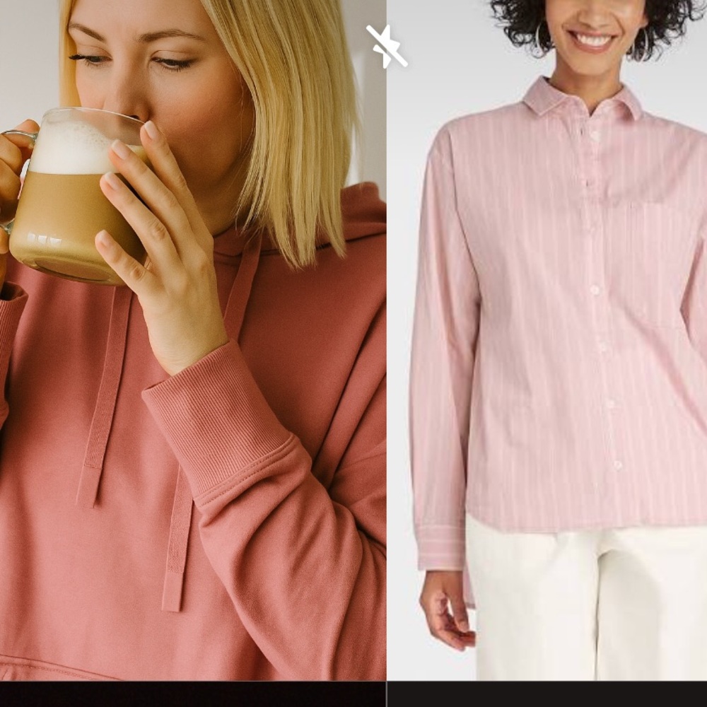 Athletic Works Pink Hoodie & Oversized Boyfriend Shirt Size Medium / Large